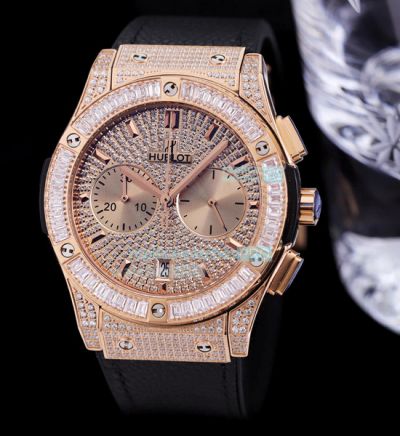 High Quality Replica Hublot Big Bang Watch Rose Gold Case Diamond Dial